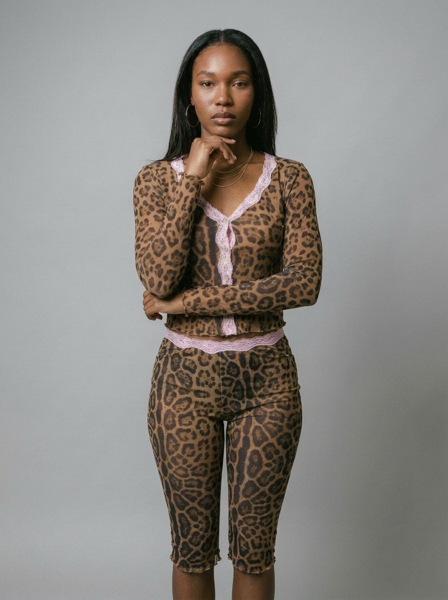 Naomi Leopard Lace Two-Piece Set