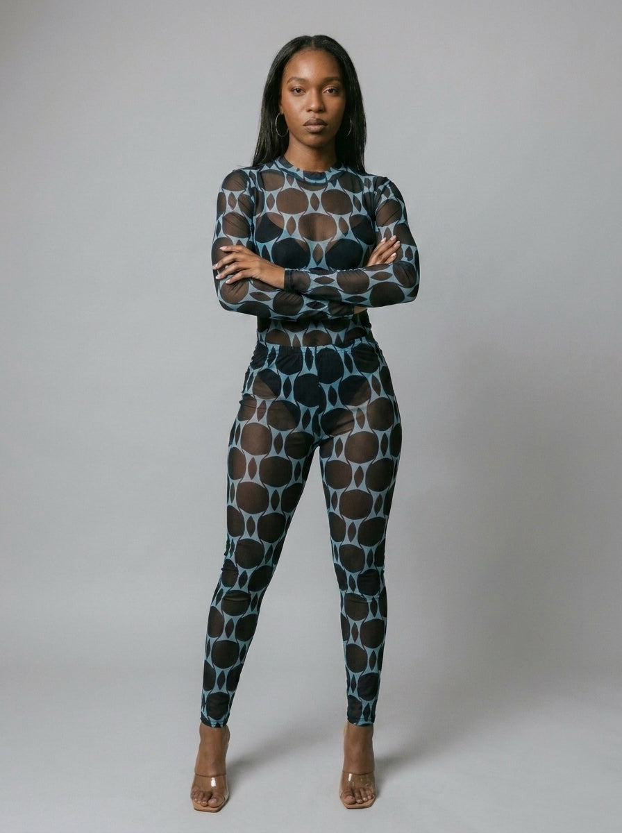 Alexis Mesh Bodysuit & Leggings Set