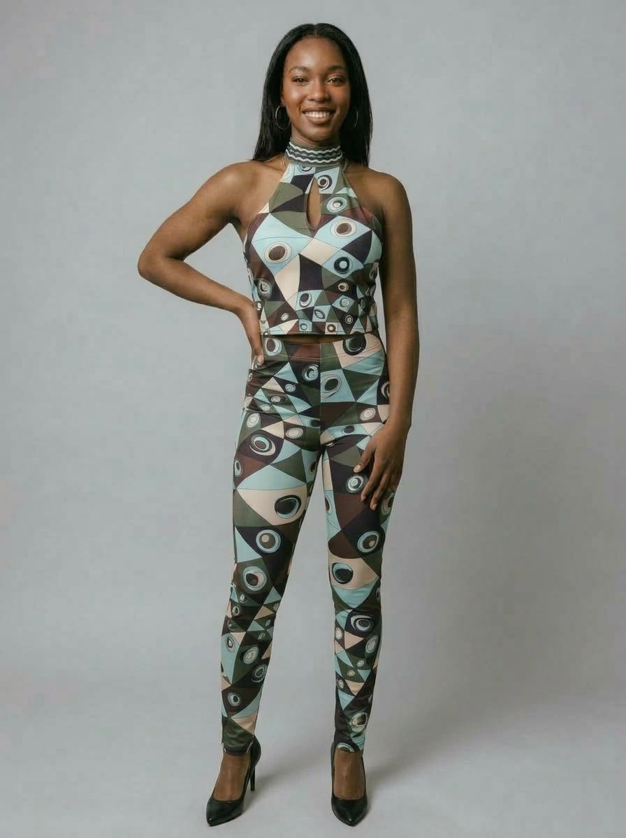 Kiana Geometric Halter & Leggings Set