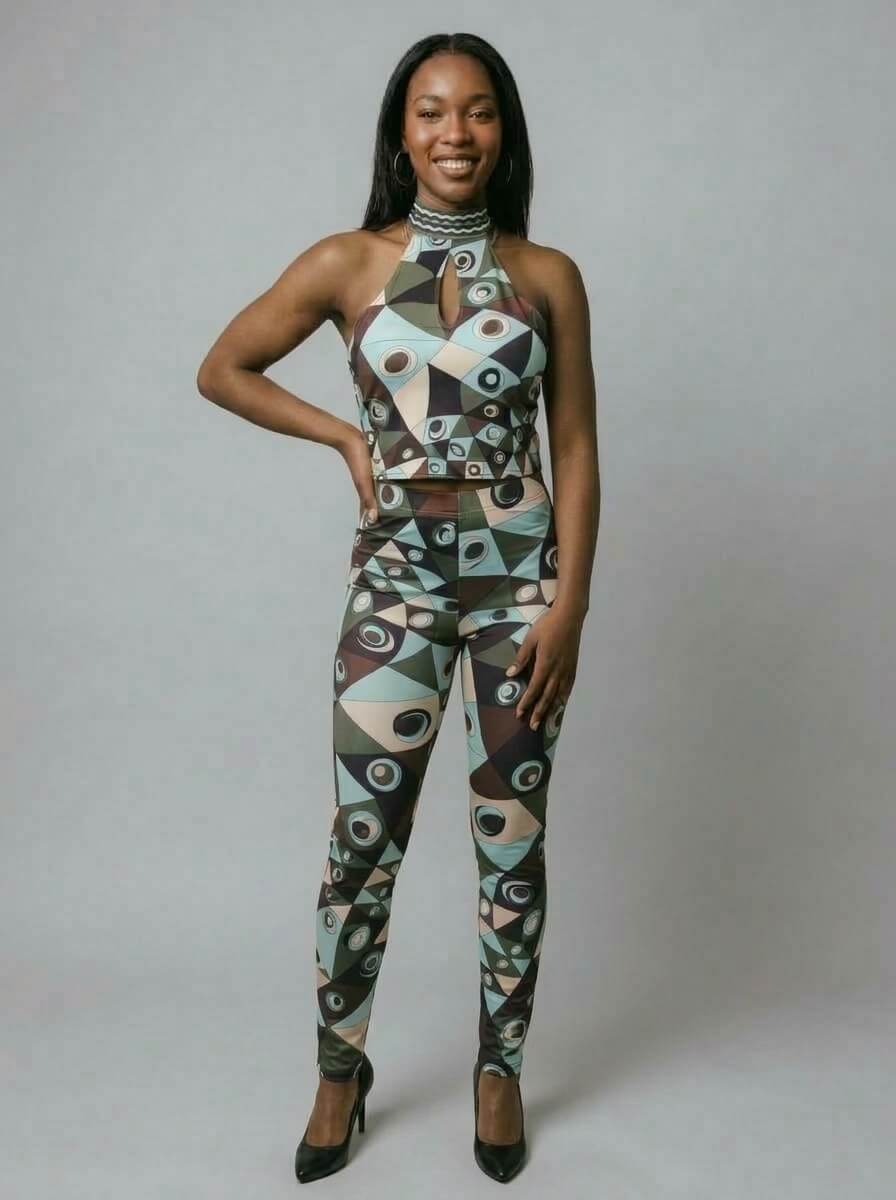 Kiana Geometric Halter & Leggings Set
