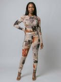 Serena Newspaper Legging Set