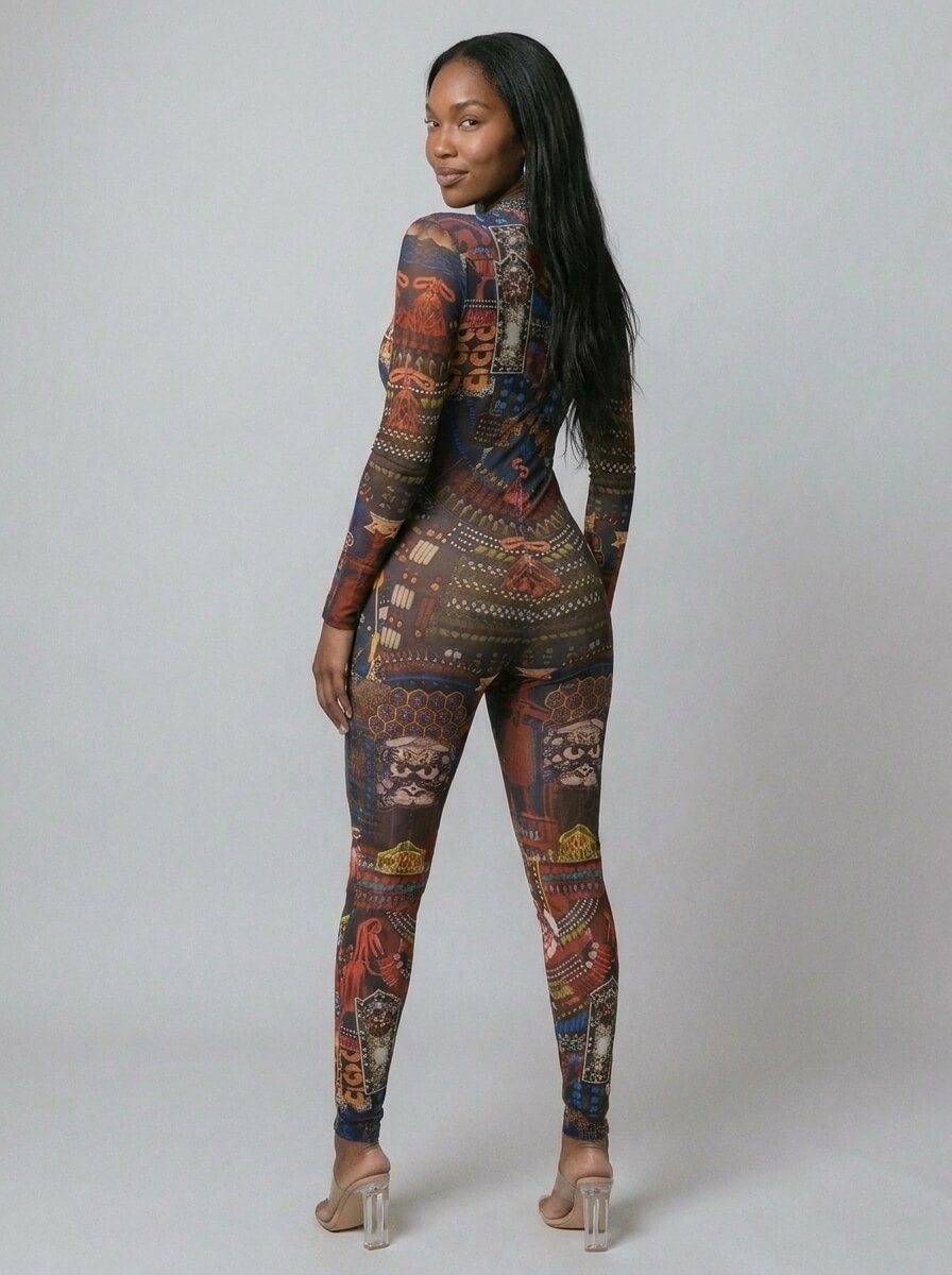 Cleo Graphic Mesh Jumpsuit