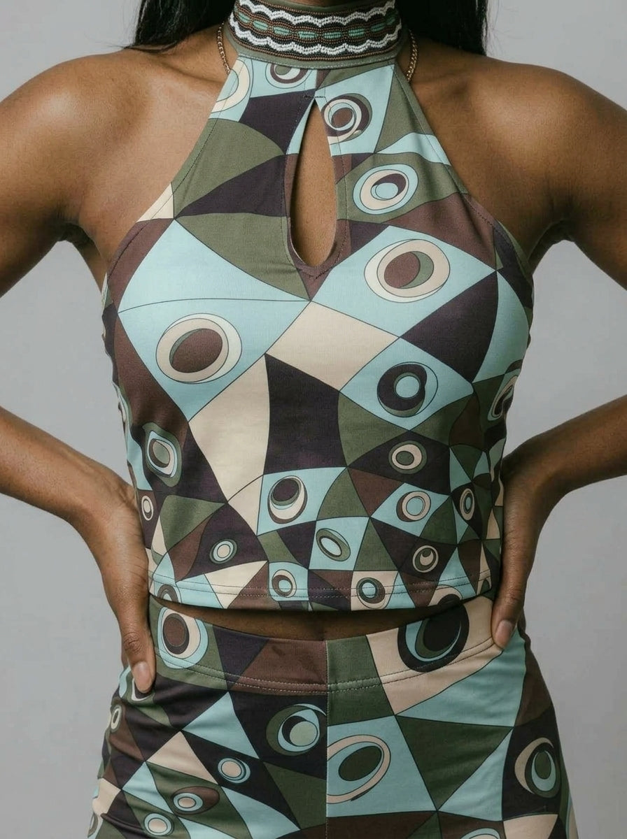 Kiana Geometric Halter & Leggings Set
