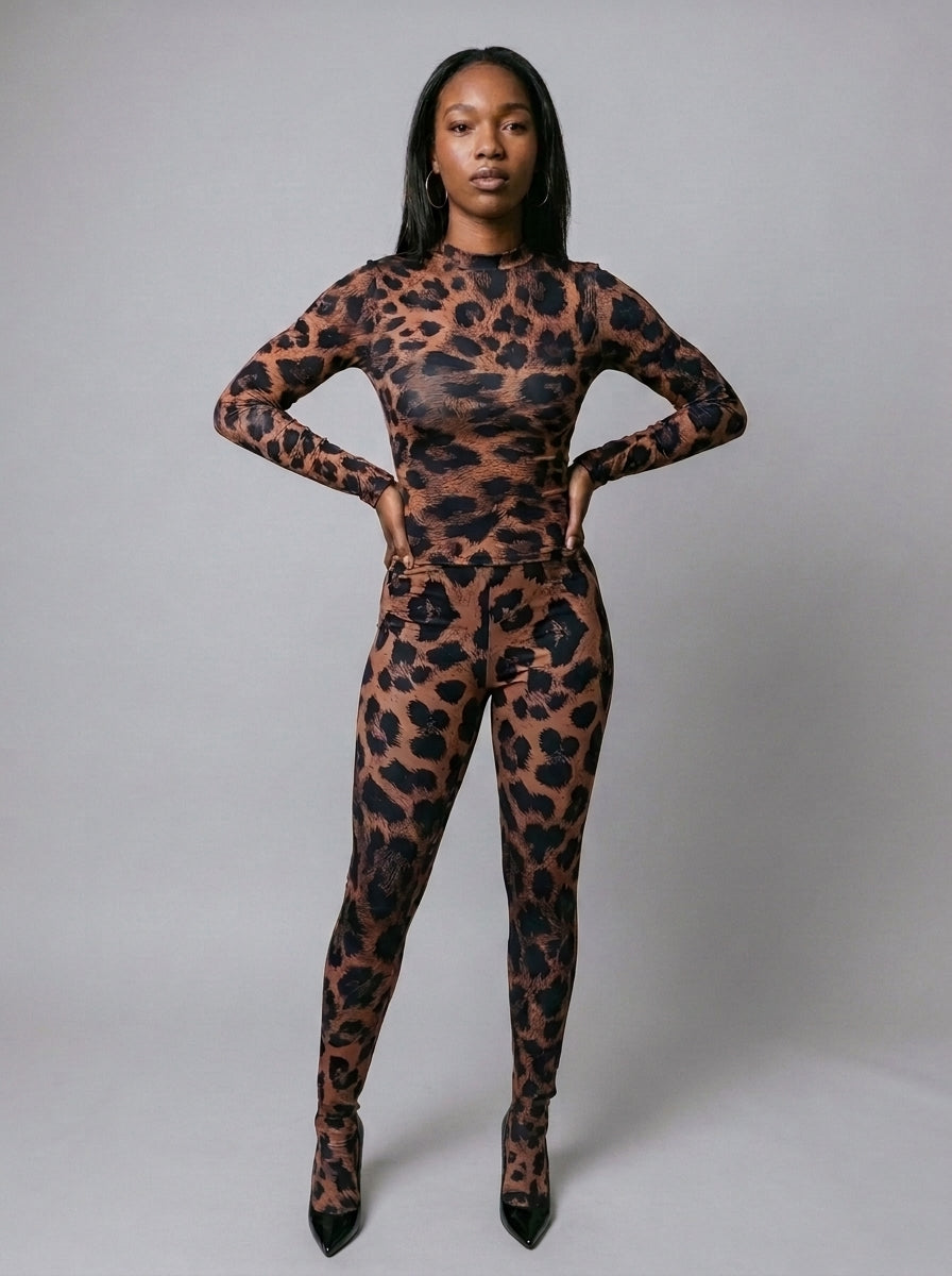 Naomi Leopard Print Two-Piece Set