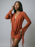 Cassia Drape Mesh Mini Dress