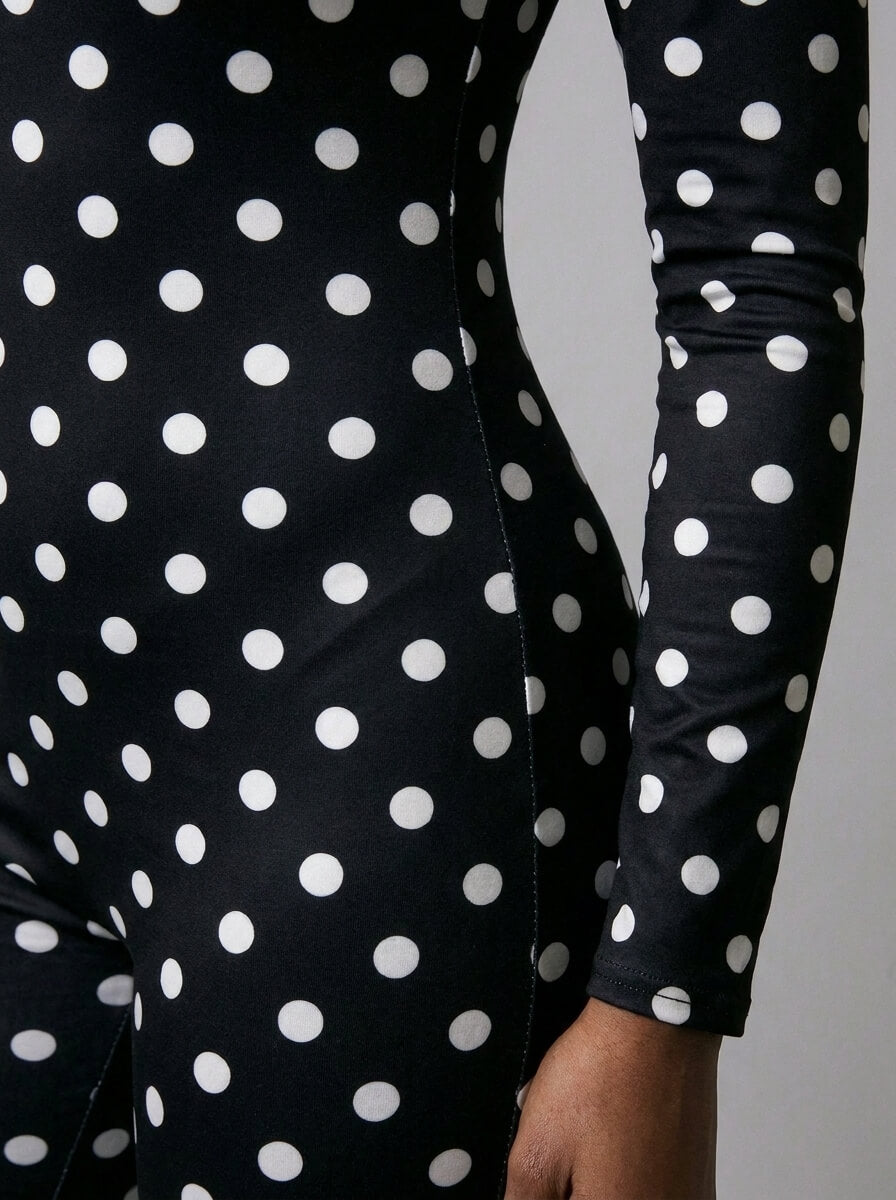 Chloe Polka Dot Mock Neck Jumpsuit