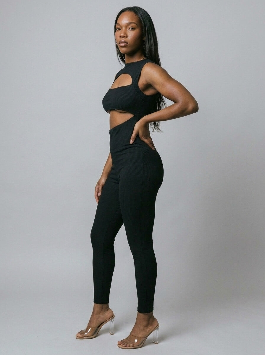 Kiana Ribbed Cut-Out Jumpsuit