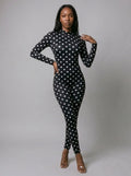 Chloe Polka Dot Mock Neck Jumpsuit