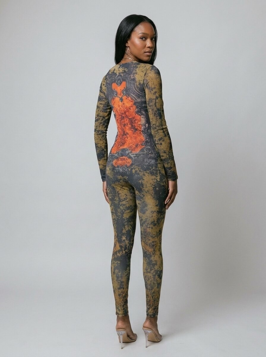 Brianna Graphic Print Long Sleeve Jumpsuit