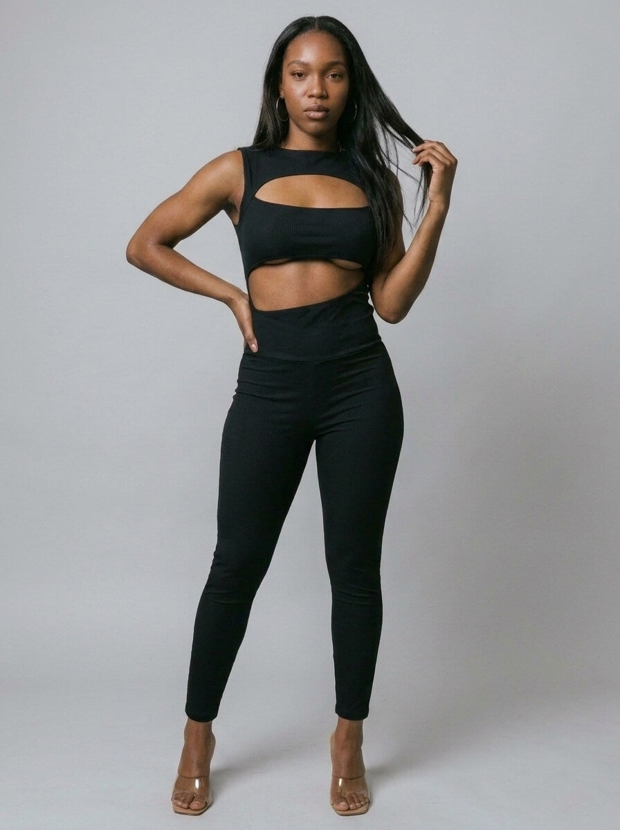 Kiana Ribbed Cut-Out Jumpsuit