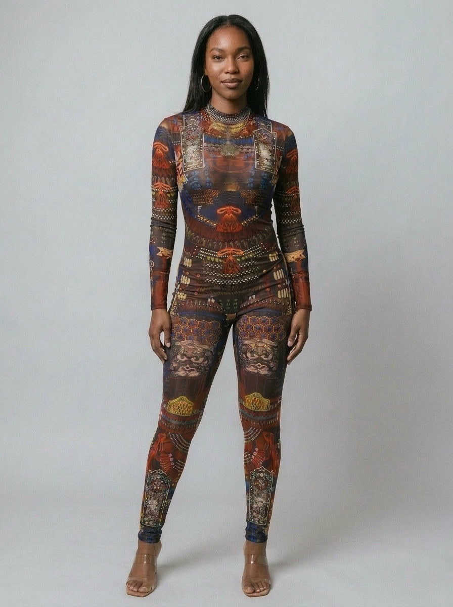 Cleo Graphic Mesh Jumpsuit