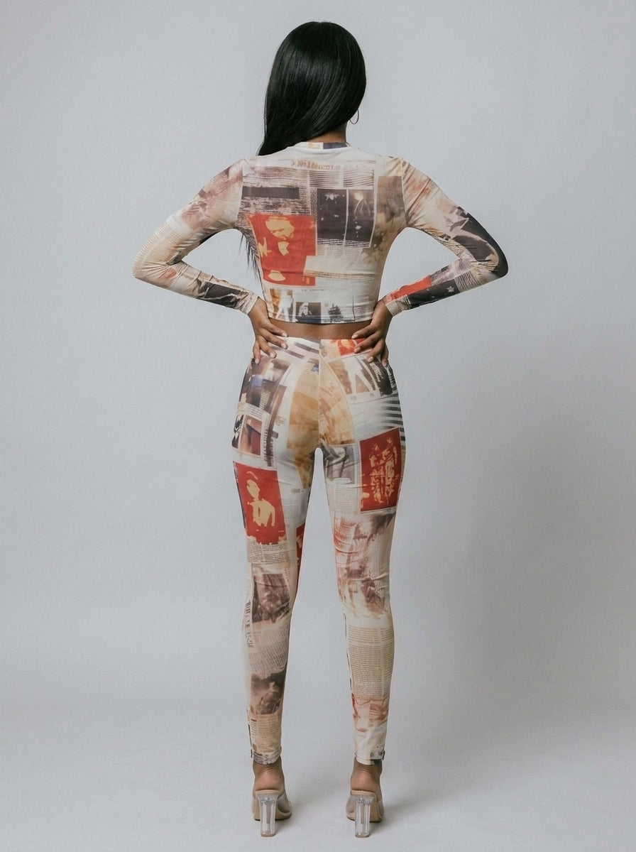 Serena Newspaper Legging Set