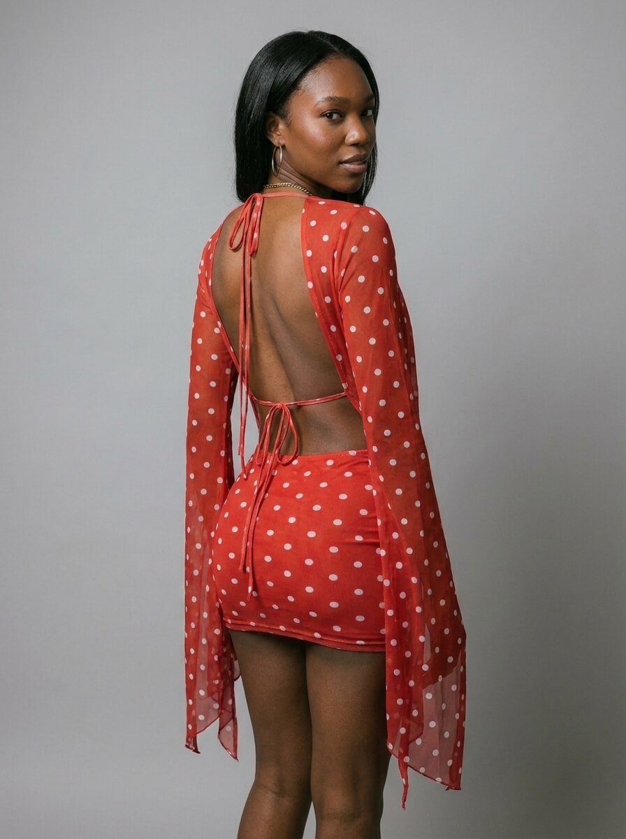 Serena Polka Dot Drape Mini Dress