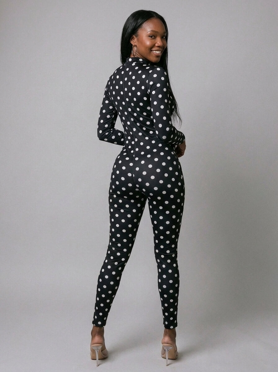 Chloe Polka Dot Mock Neck Jumpsuit