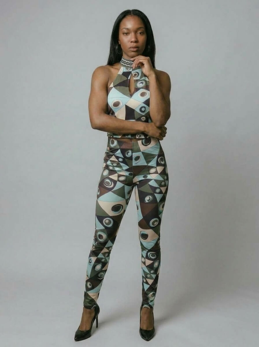 Kiana Geometric Halter & Leggings Set