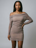 Megan Ruched Mesh Mini Dress