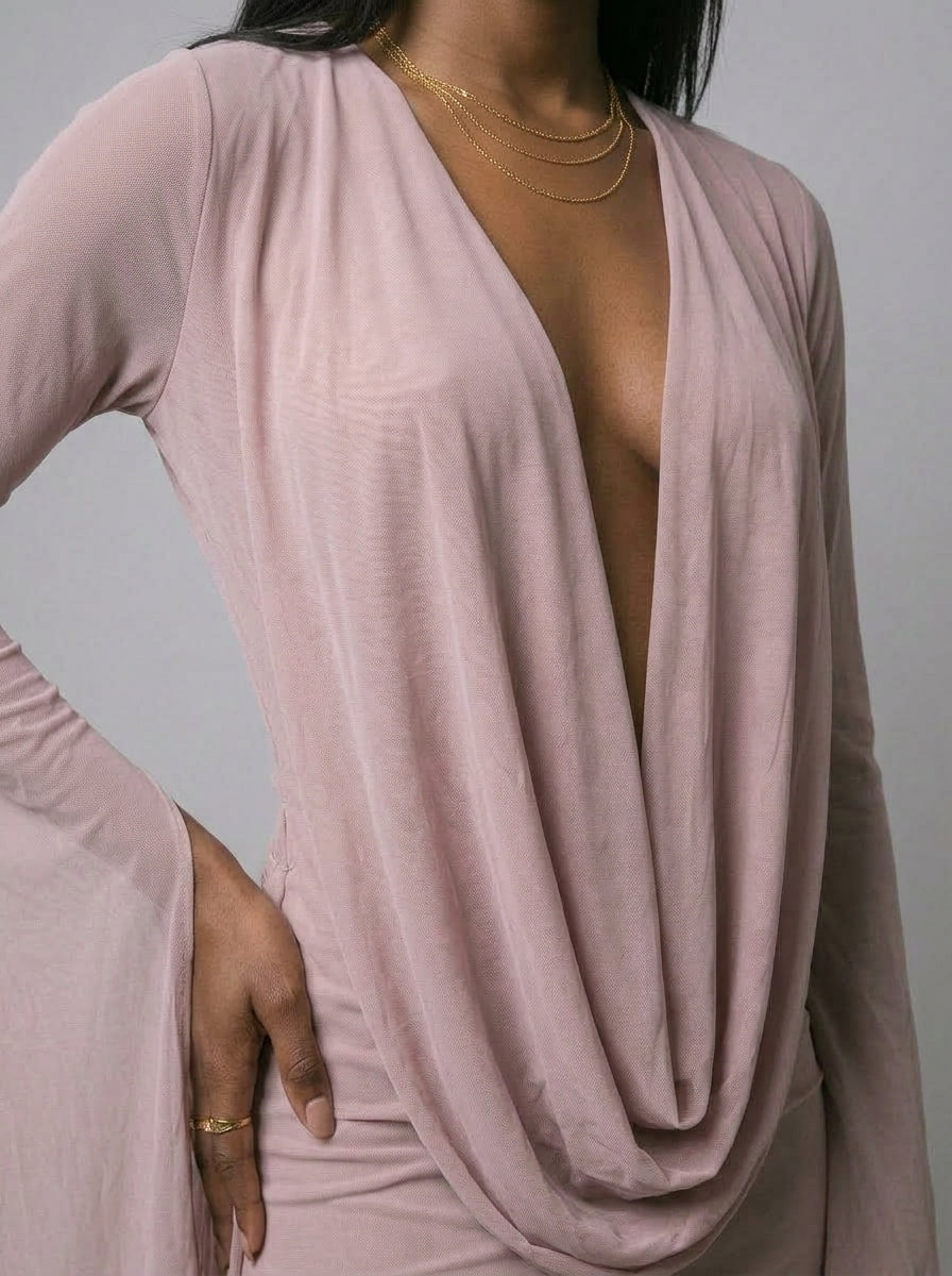 Cassia Drape Mesh Mini Dress