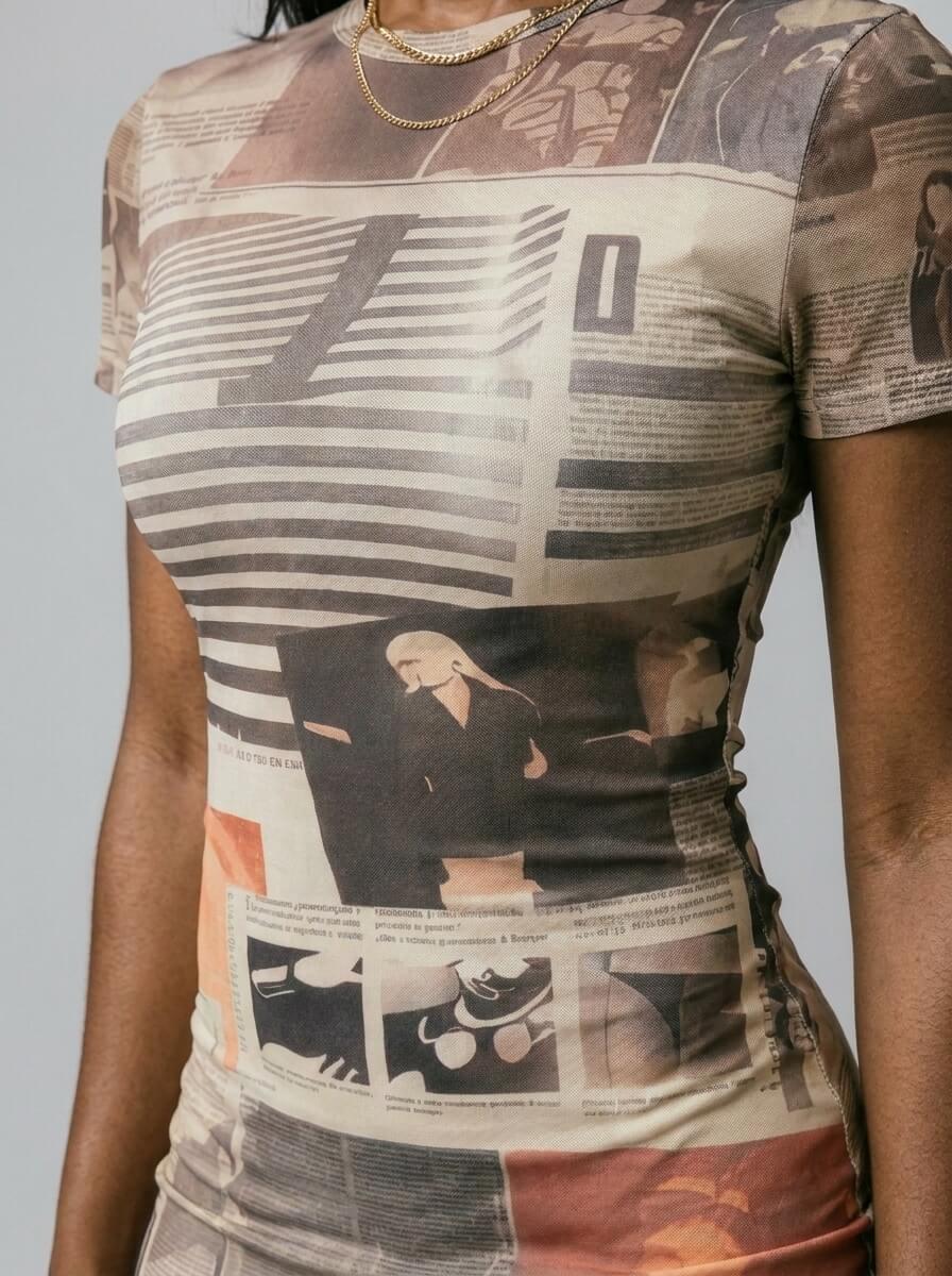 Kylie Newspaper Print Mini Dress