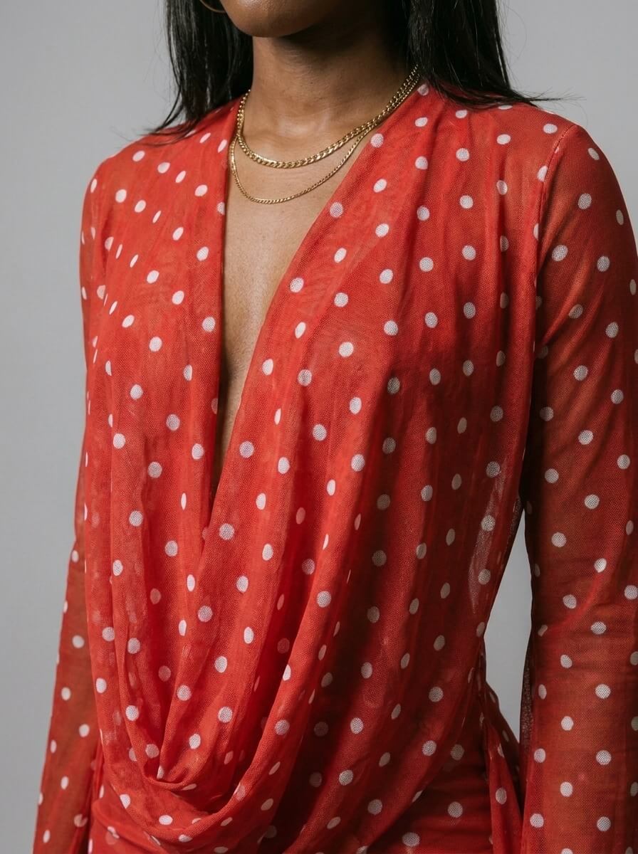 Serena Polka Dot Drape Mini Dress