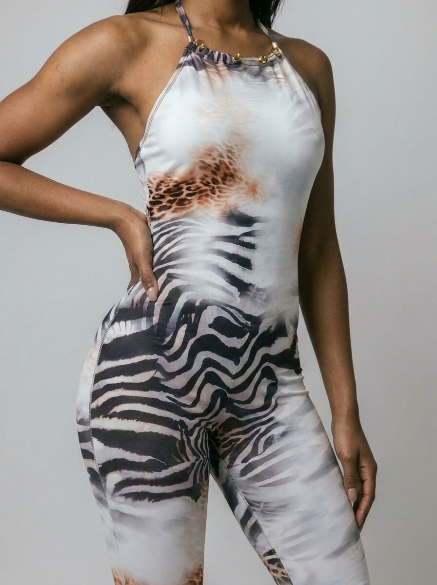 Maya Animal Print Capri Jumpsuit