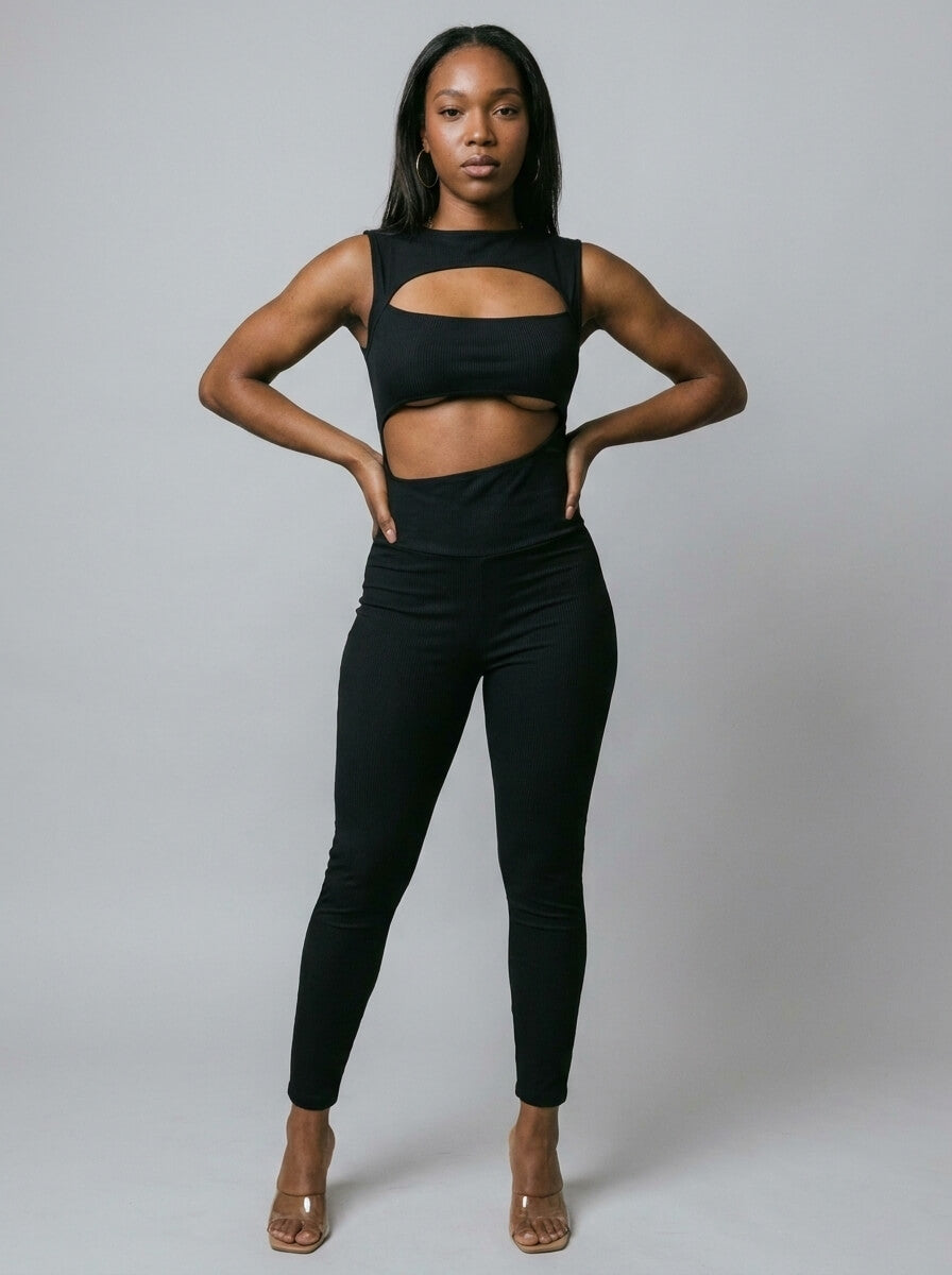 Kiana Ribbed Cut-Out Jumpsuit