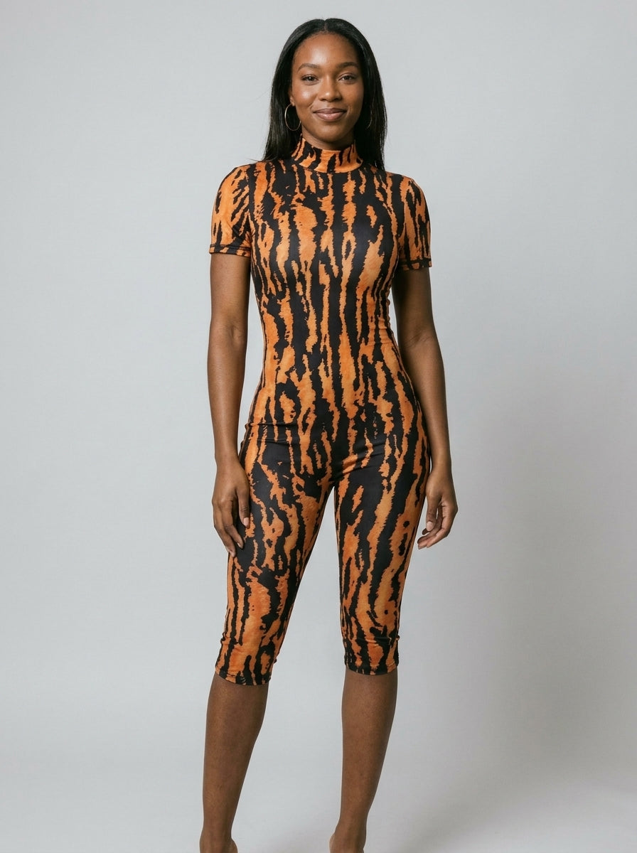 Sza Backless Tiger Print Romper