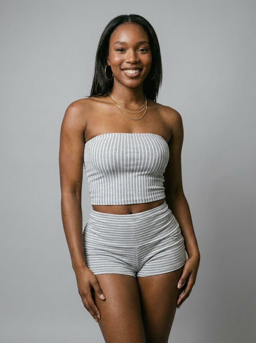 Layla Ribbed Tube Top & Shorts Set